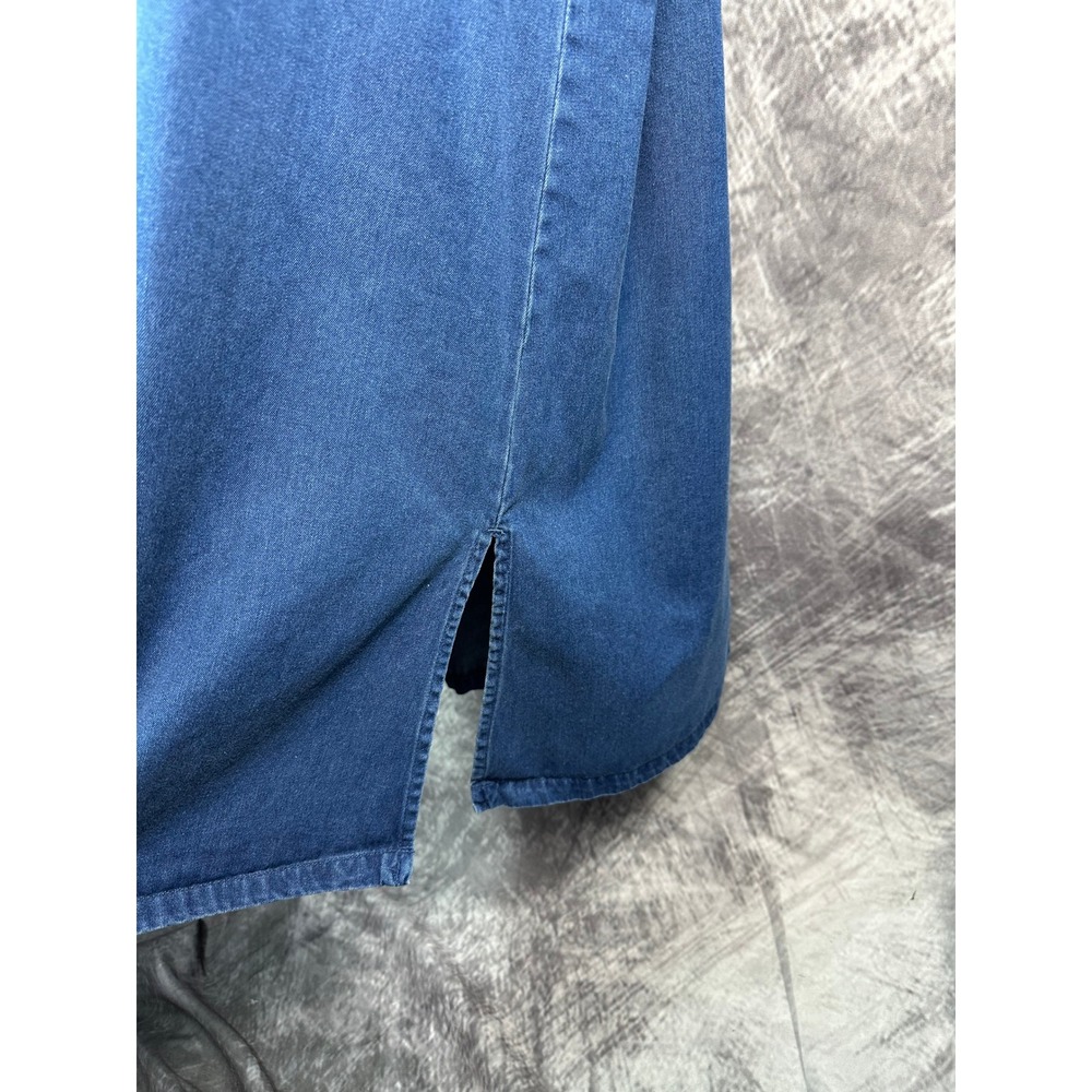 Vintage Denim Overall Pinafore Dress Women XL Maxi Blue Cotton Lyocell - Picture 7 of 11